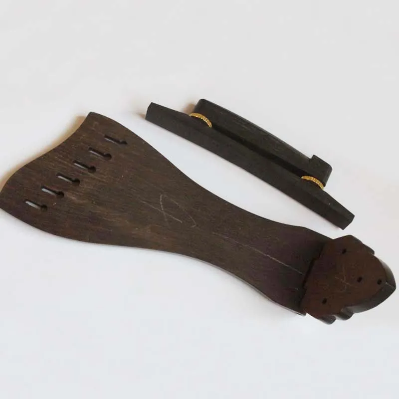 Solid ebony tailpiece with bridge for 6 string guitar