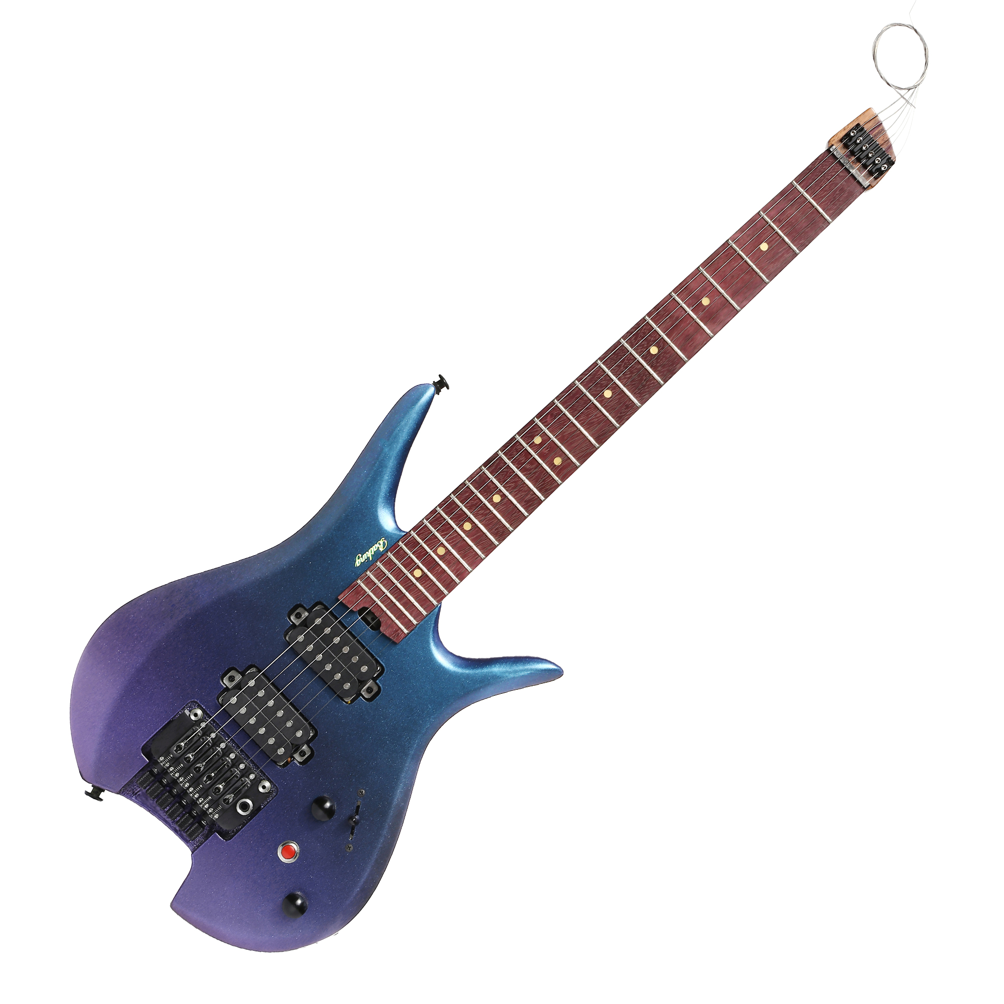 Electric Travel Headless Guitar 6 String Double Locking Tremolo Chameleon Finish with Gigbag(TCH02)