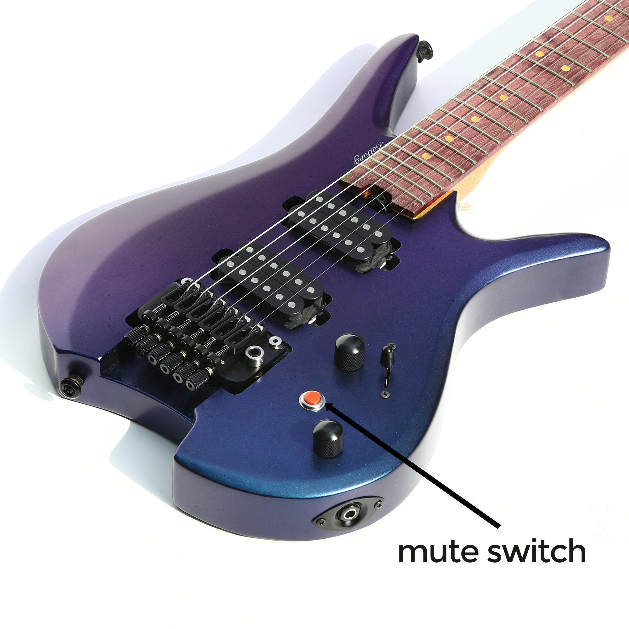 Electric Travel Headless Guitar 6 String Double Locking Tremolo Chameleon Finish with Gigbag(TCH02)