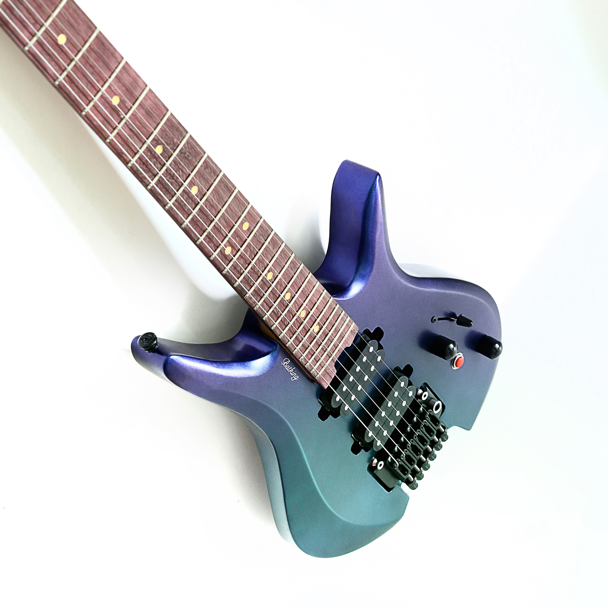 Electric Travel Headless Guitar 6 String Double Locking Tremolo Chameleon Finish with Gigbag(TCH02)