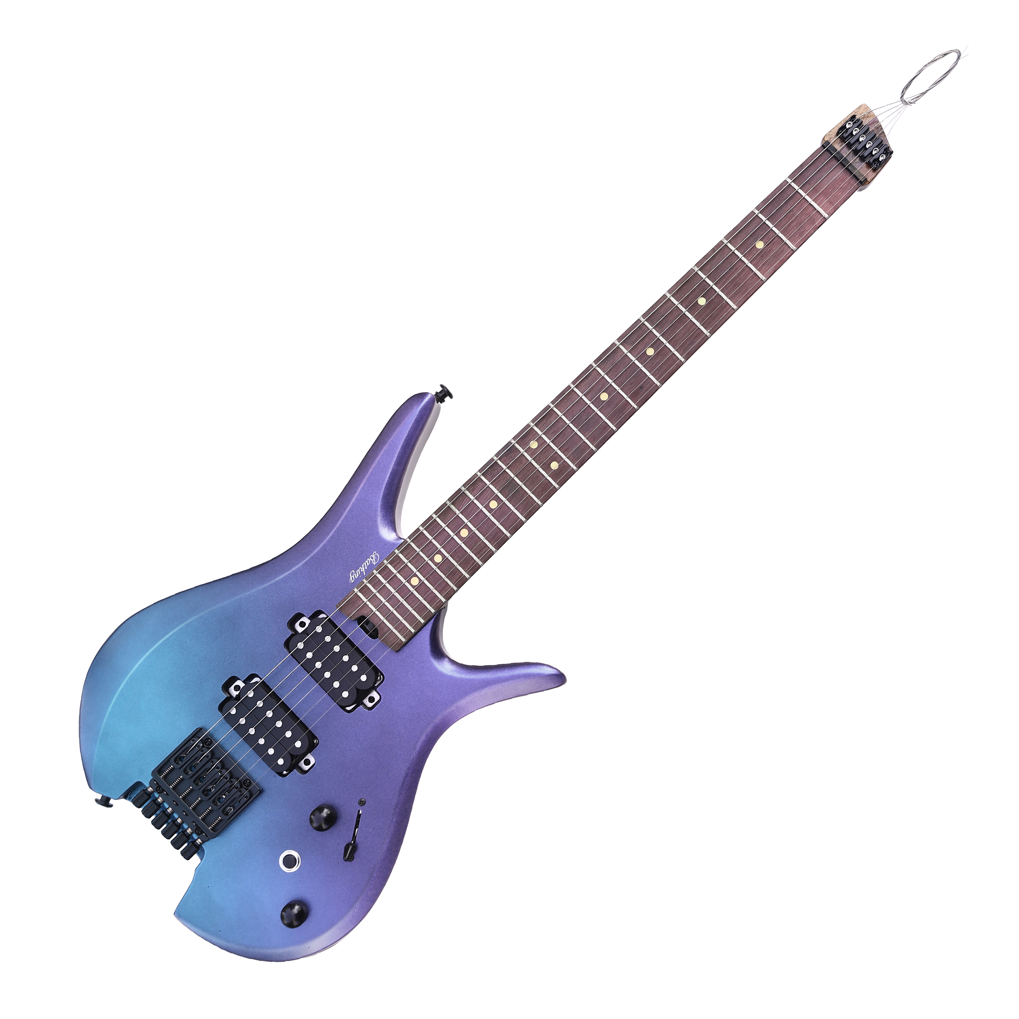 Electric Travel Headless Guitar 6 String Fix bridge Chameleon Finish with Gigbag(TCH01)