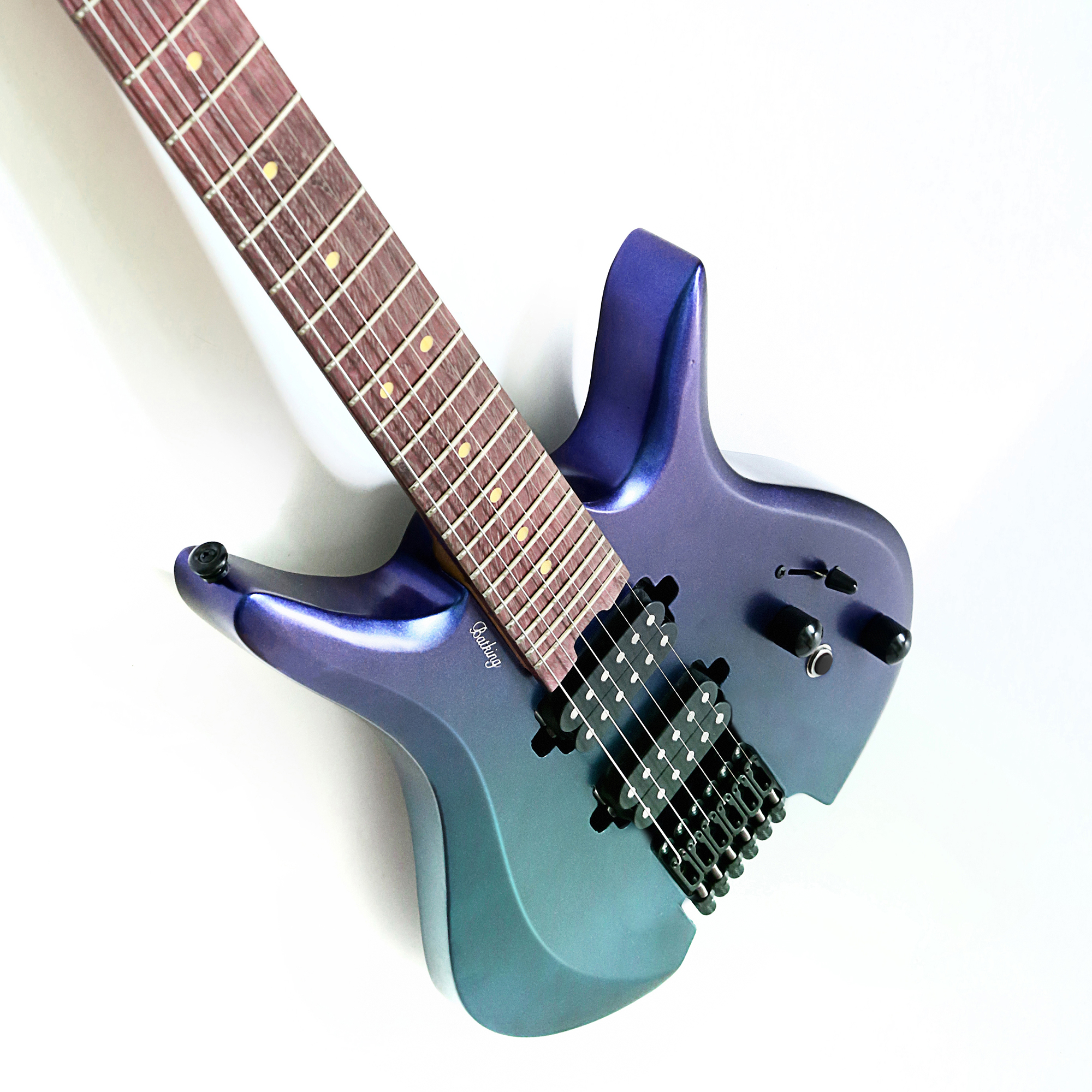 Electric Travel Headless Guitar 6 String Fix bridge Chameleon Finish with Gigbag(TCH01)