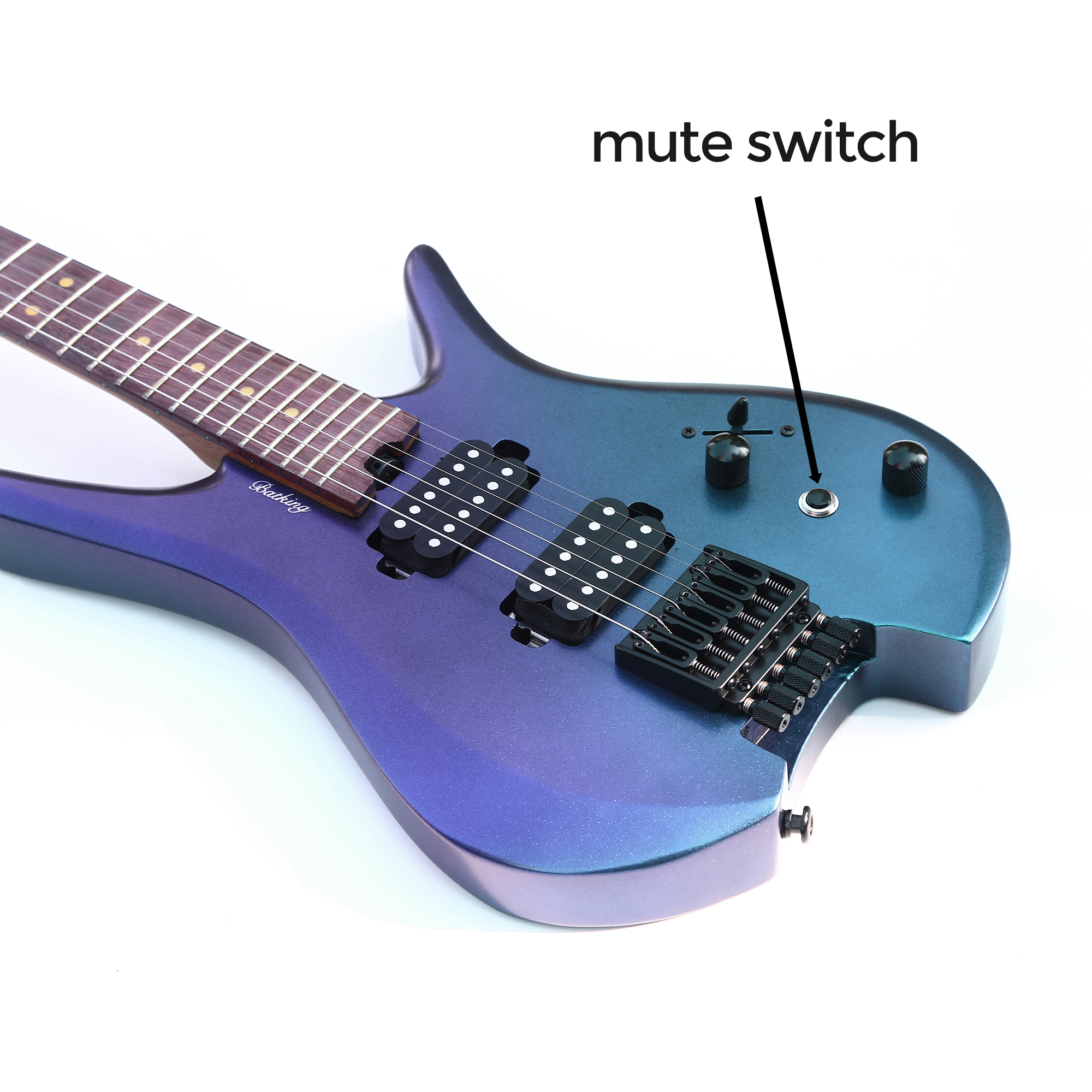 Electric Travel Headless Guitar 6 String Fix bridge Chameleon Finish with Gigbag(TCH01)