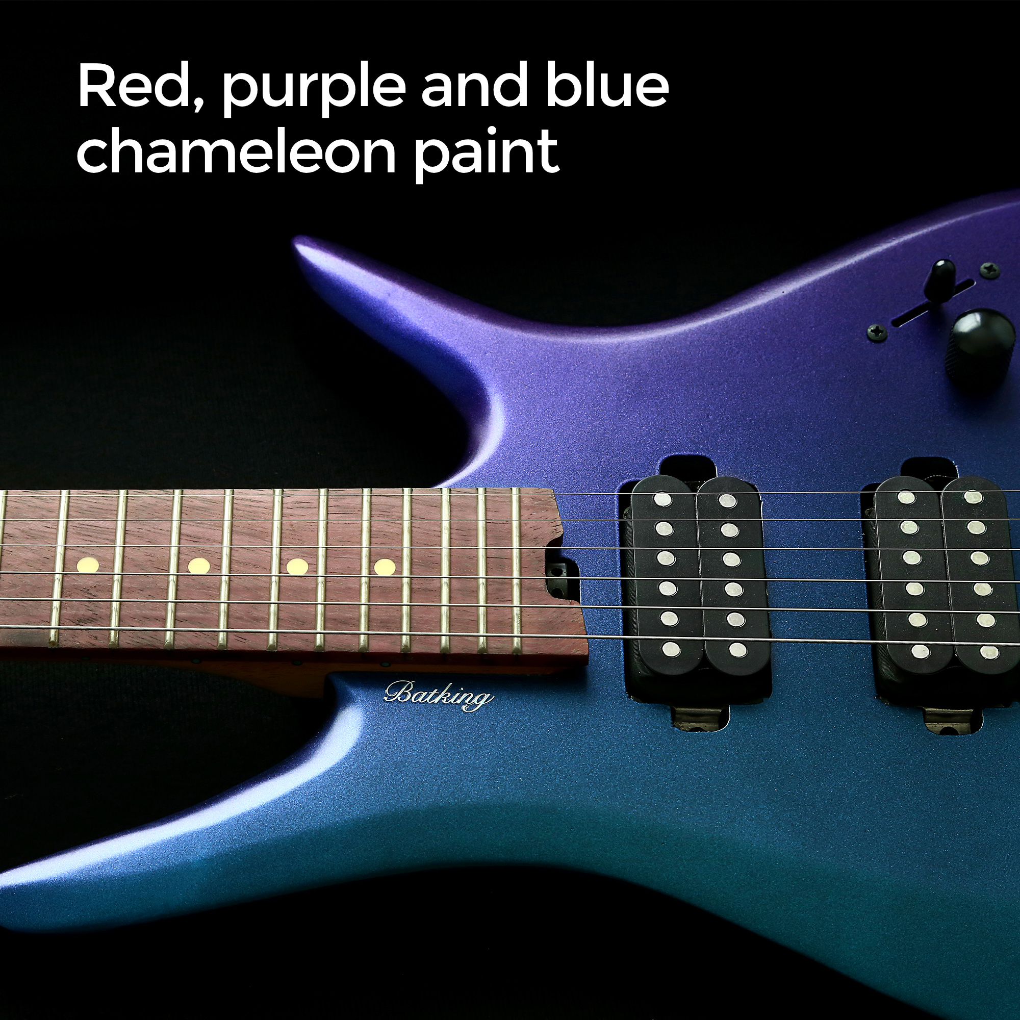 Electric Travel Headless Guitar 6 String Fix bridge Chameleon Finish with Gigbag(TCH01)