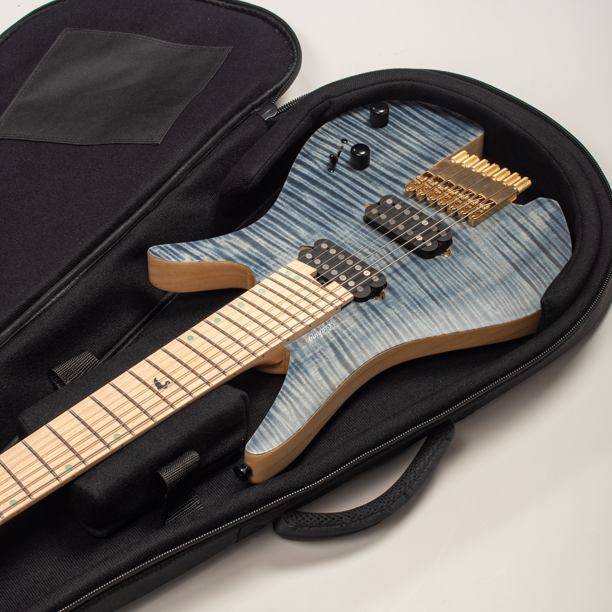 Batking 7 String Fanned Fret Headless Electric Travel Guitar with Multiscale Birdeyes Fingerboard Of Luminous Inlay
