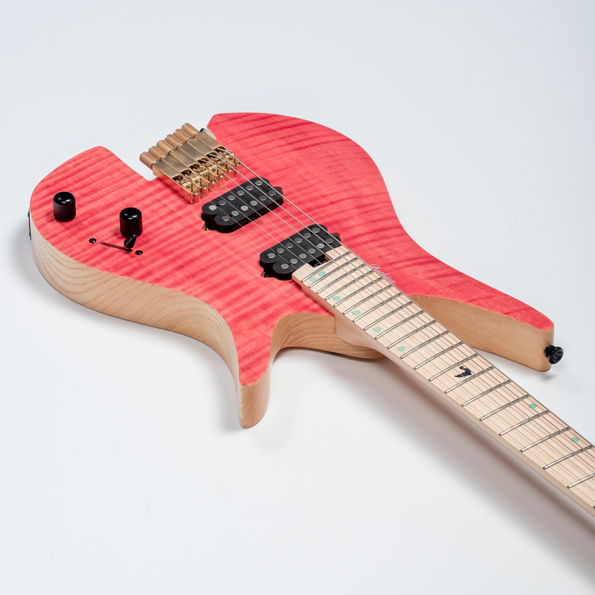 Batking 6 String Fanned Fret Headless Electric Travel Guitar with Multiscale Birdeyes Fingerboard Of Luminous Inlay