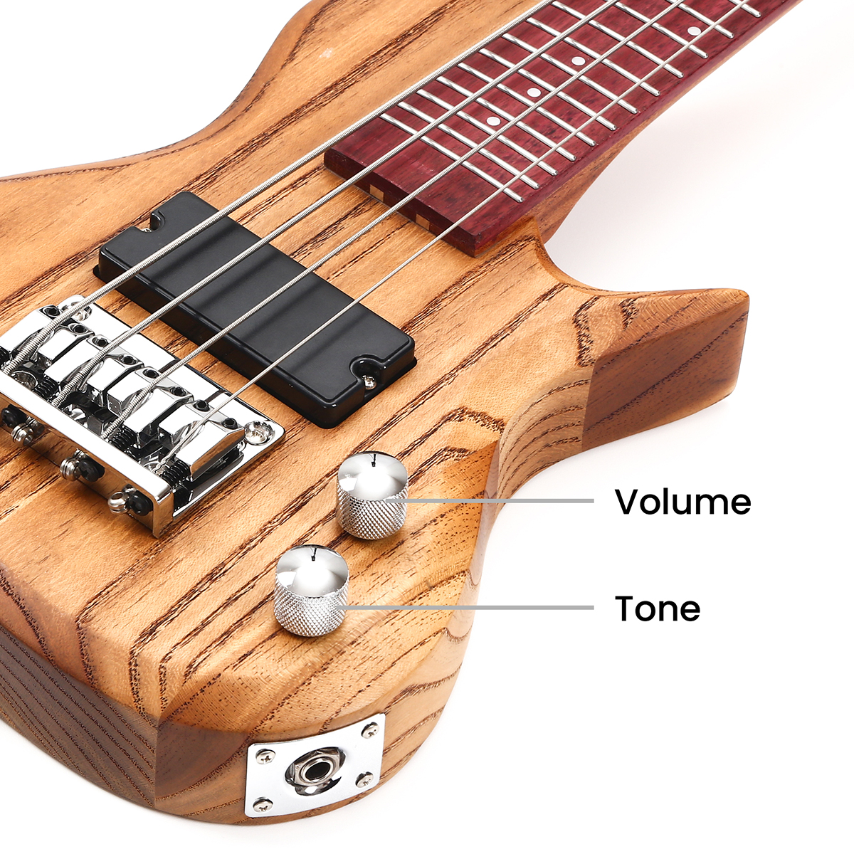 Batking Travel Mini Bass Electric Ubass 4 String Fretted Bass Ukelele with Gig bag(UB01)