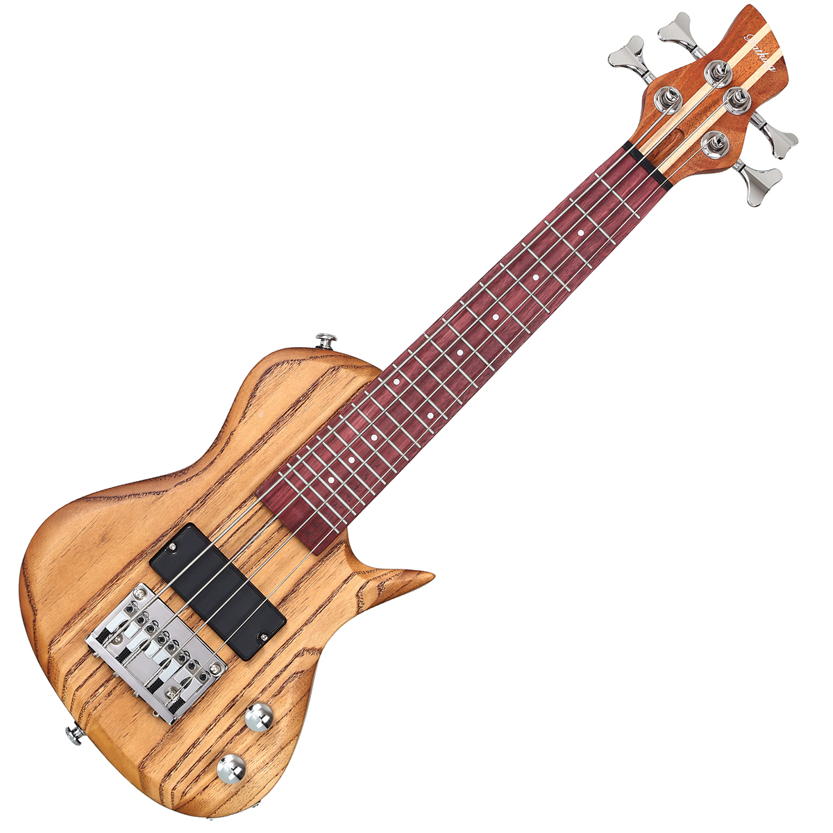 Batking Travel Mini Bass Electric Ubass 4 String Fretted Bass Ukelele with Gig bag(UB01)
